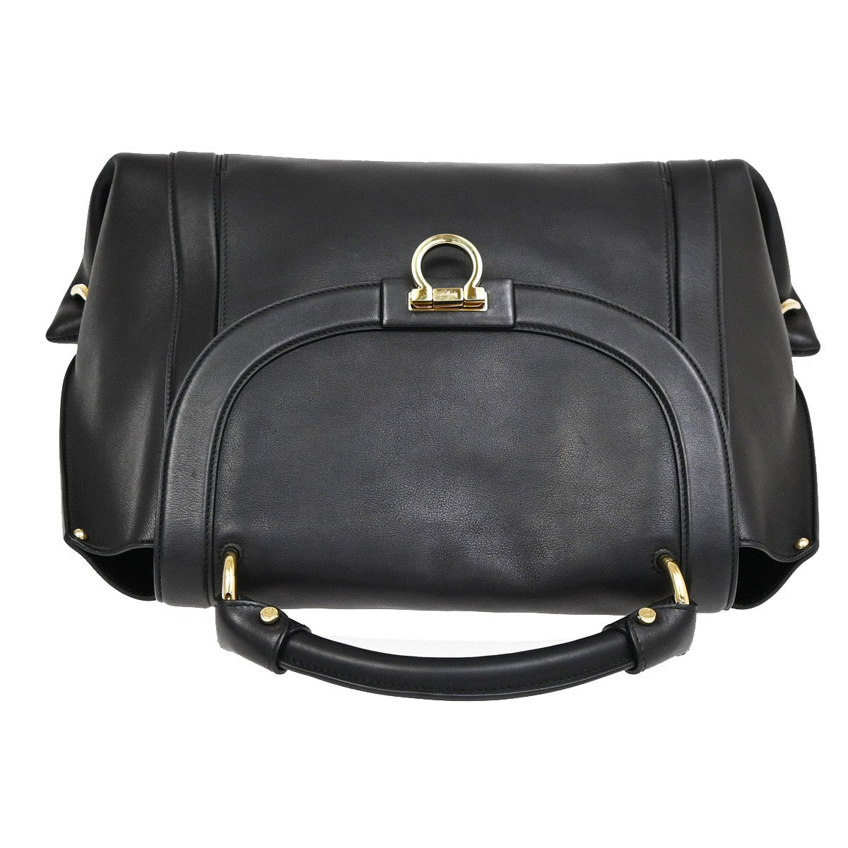 SALVATORE FERRAGAMO Logo Gancini Sofia Hand Bag Leather Black GHW Italy 32YH771