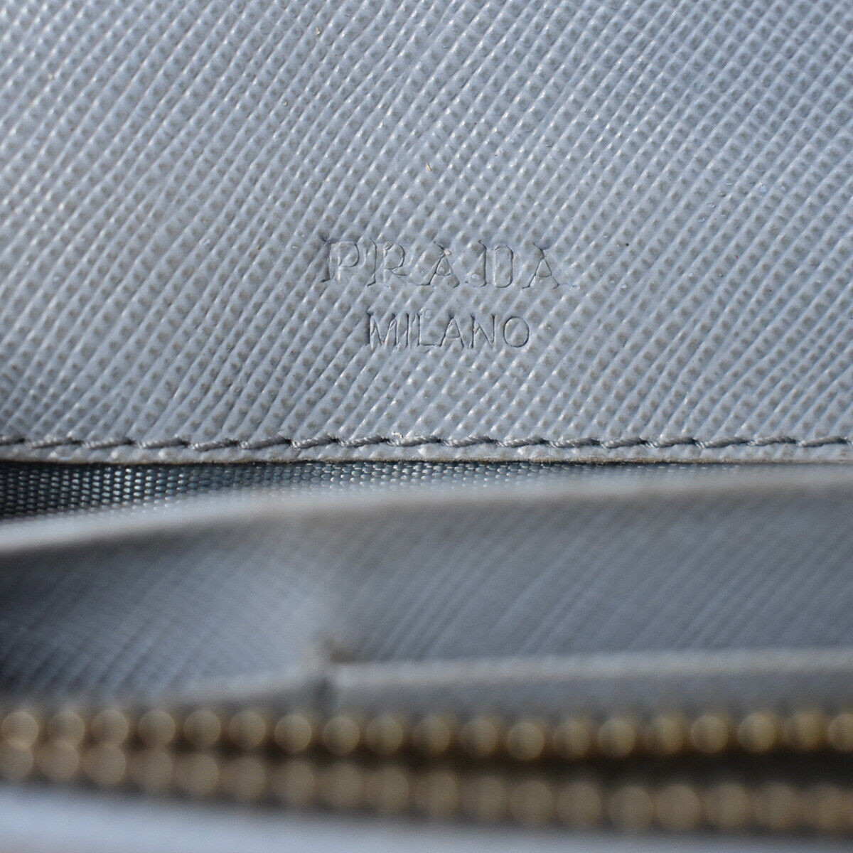 PRADA Logo Saffiano Fiocco Long Bifold Wallet Purse Leather Blue Italy 05YC250