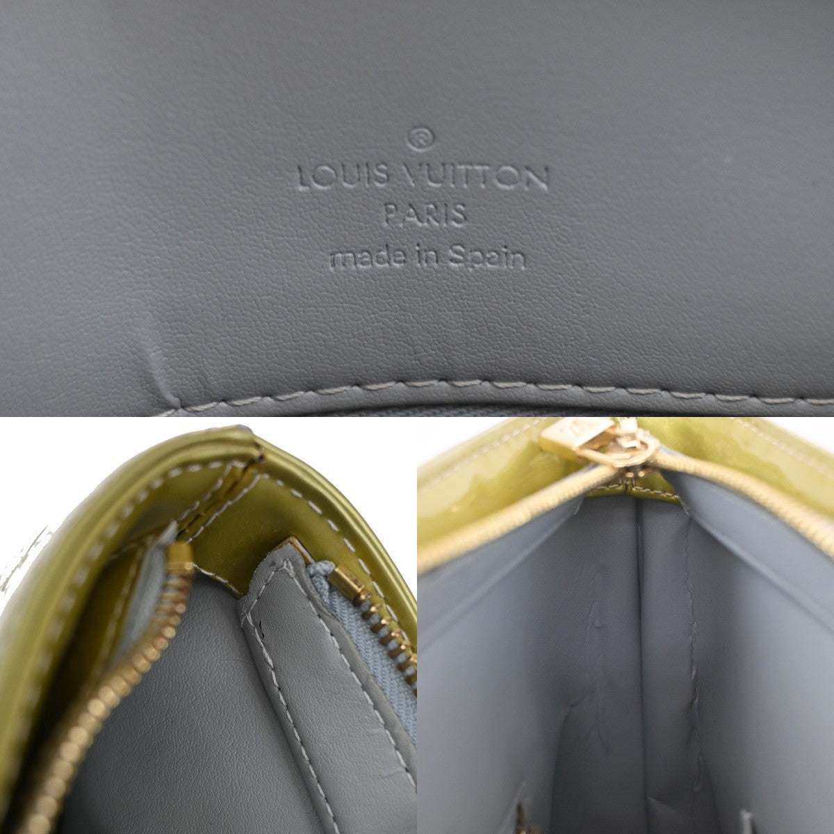 LOUIS VUITTON Monogram Vernis Houston Gris Hand Bag Green Spain M91053 31CA087
