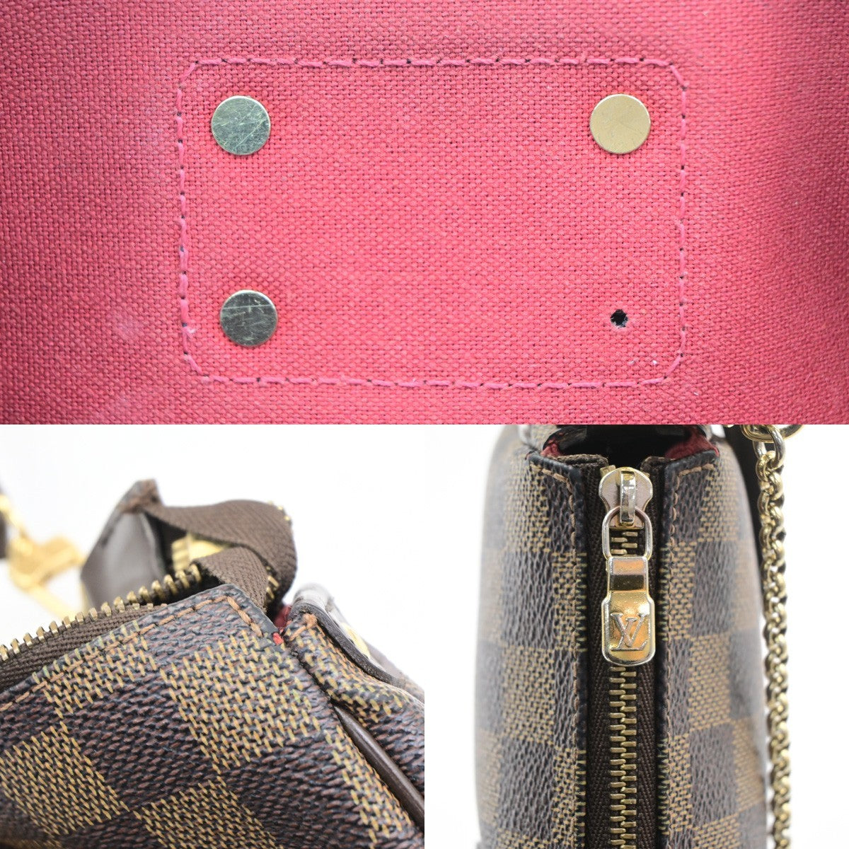 LOUIS VUITTON Eva Chain Shoulder Bag Damier Ebene Leather Brown N55213 601MA693