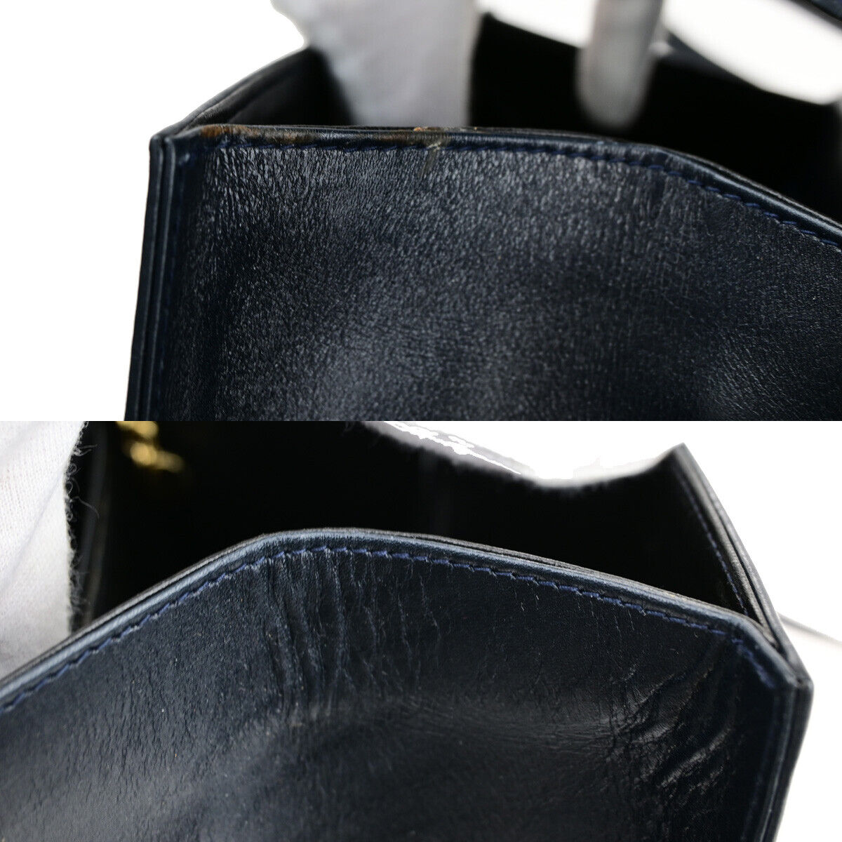 SALVATORE FERRAGAMO Logo Vara Shoulder Bag Leather Navy Blue GHW Italy 68YG010