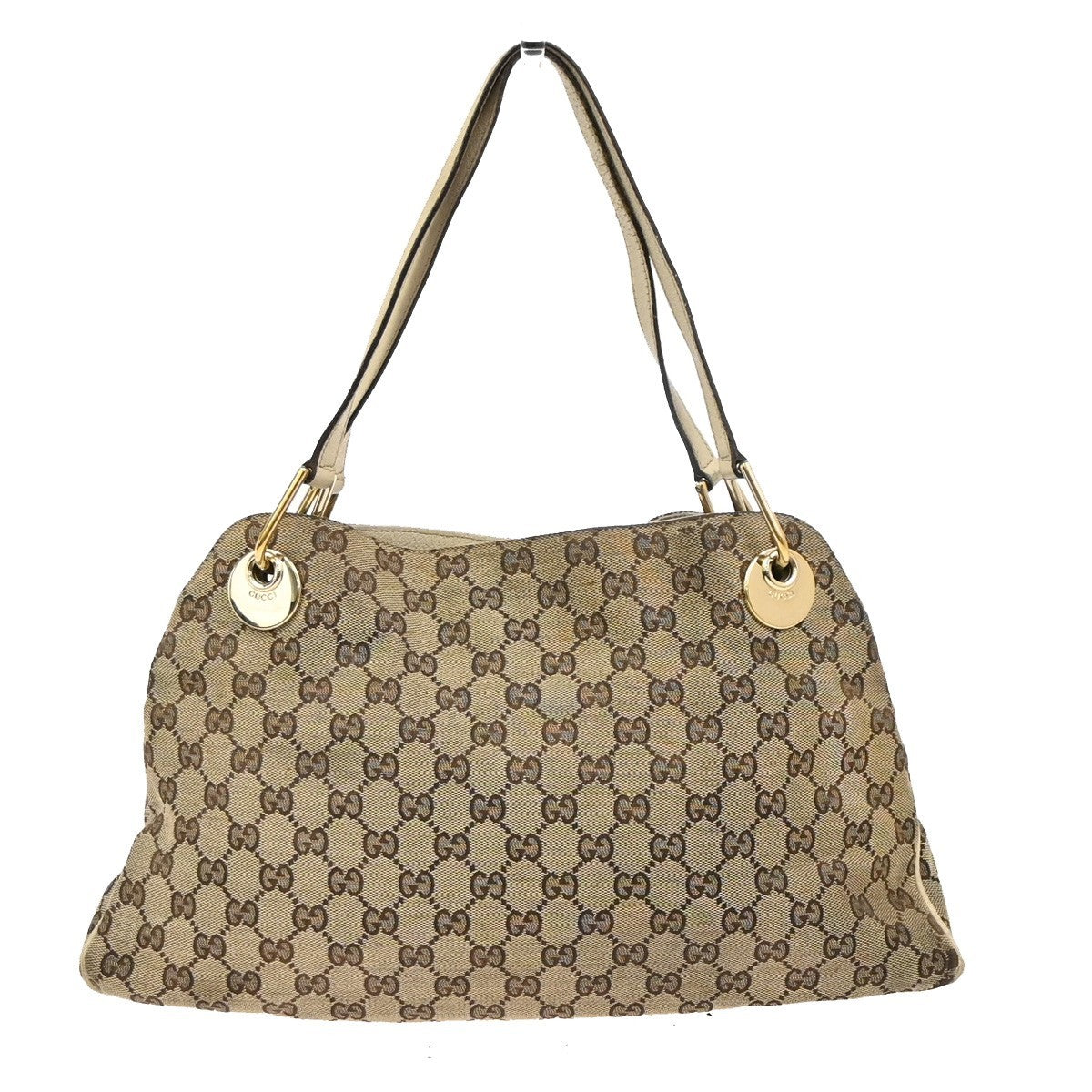 GUCCI GG Pattern Shoulder Tote Bag Canvas Leather Brown GHW Italy 61KC641