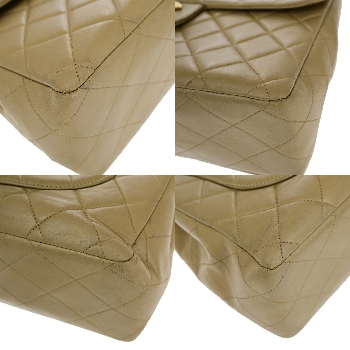 CHANEL CC Matelasse 30 Chain Shoulder Bag Leather Beige GHW Vintage 309RK218