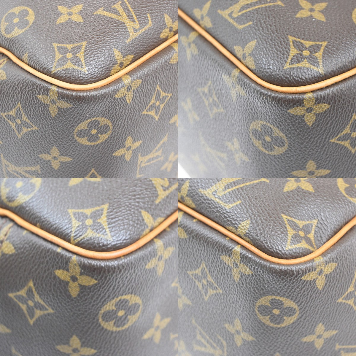 LOUIS VUITTON LV Logo Deauville Hand Bag Monogram Leather Brown M47270 13MA266