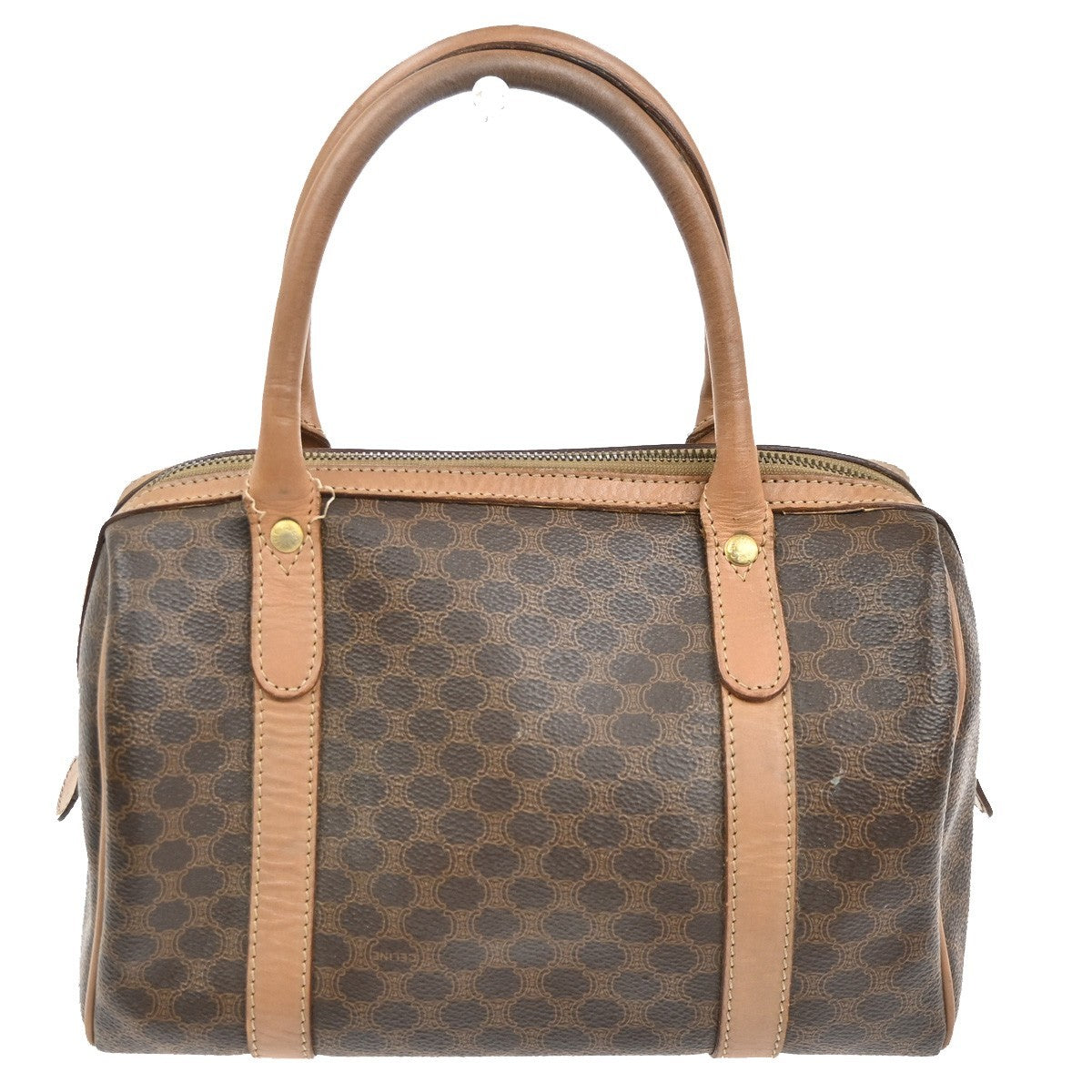 CELINE Logo Macadam Pattern Handbag PVC Leather Brown GHW Italy 63CA648