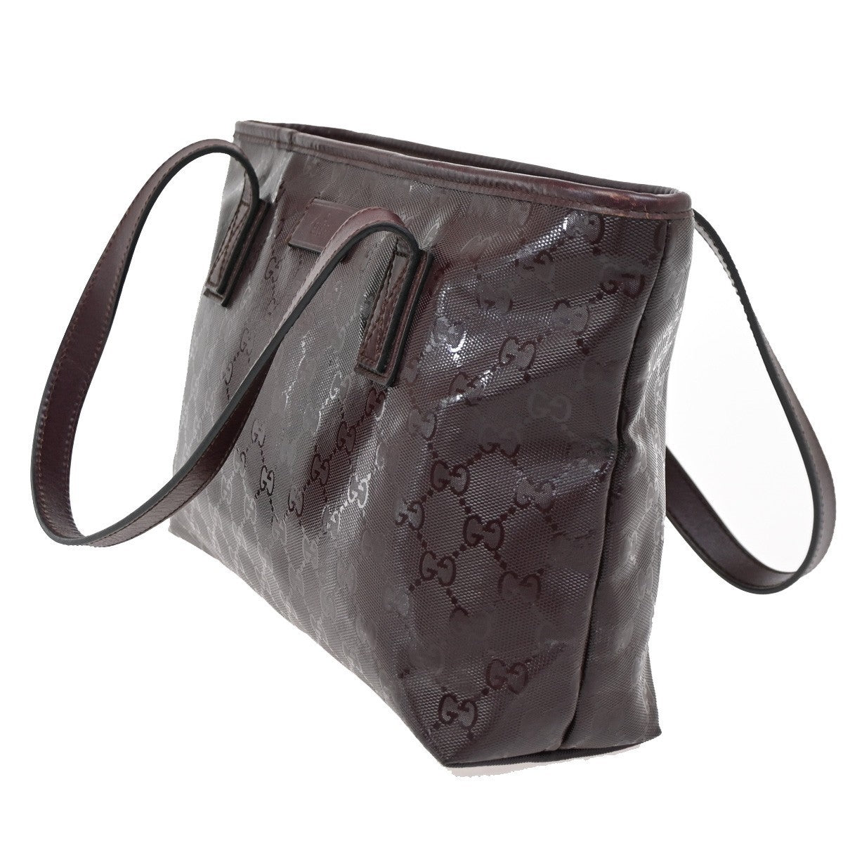 GUCCI GG Pattern Imprime Shoulder Bag PVC  Leather Red Burgundy Italy 39KC078