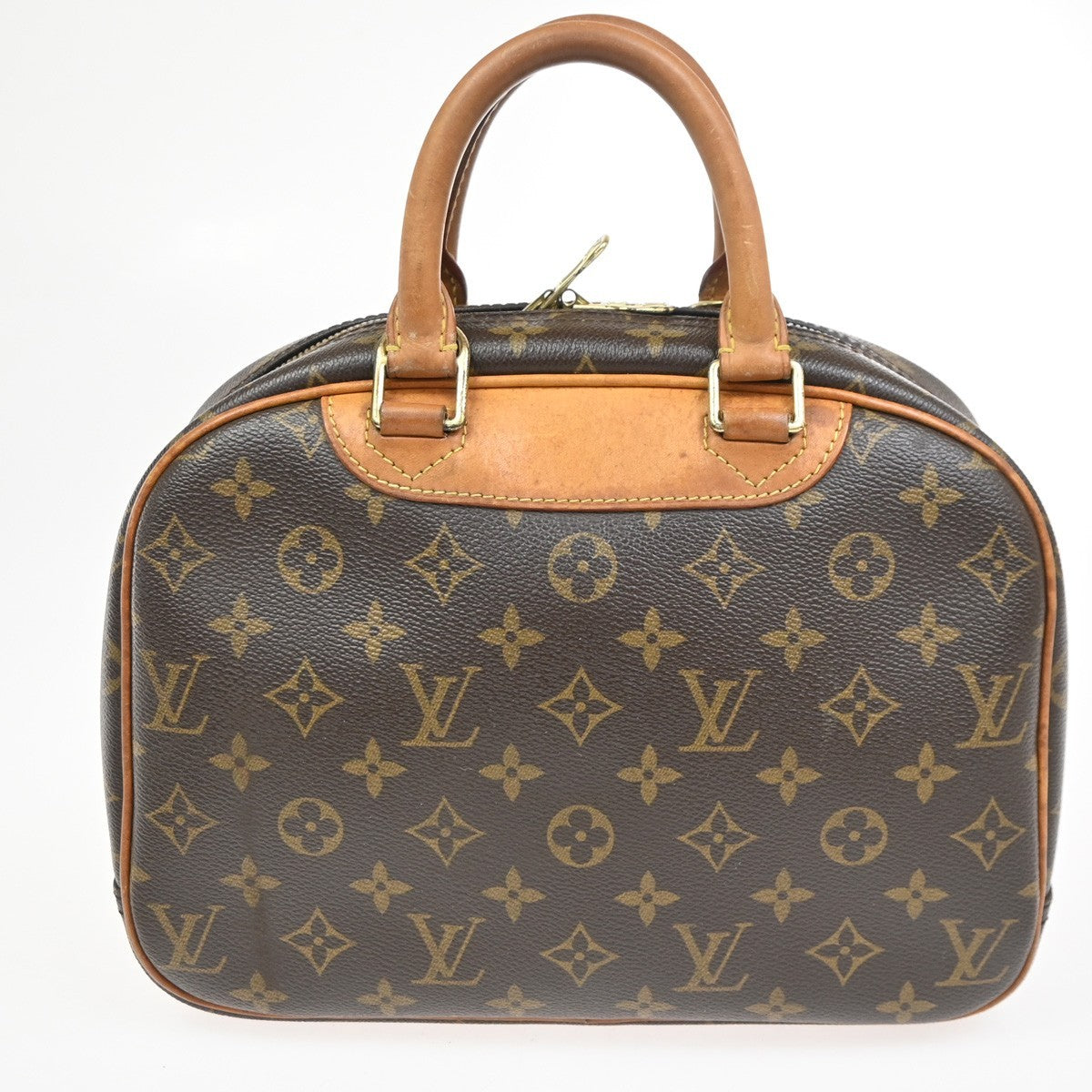 LOUIS VUITTON LV Logo Trouville Hand Bag Monogram Leather Brown M42228 86ZA185