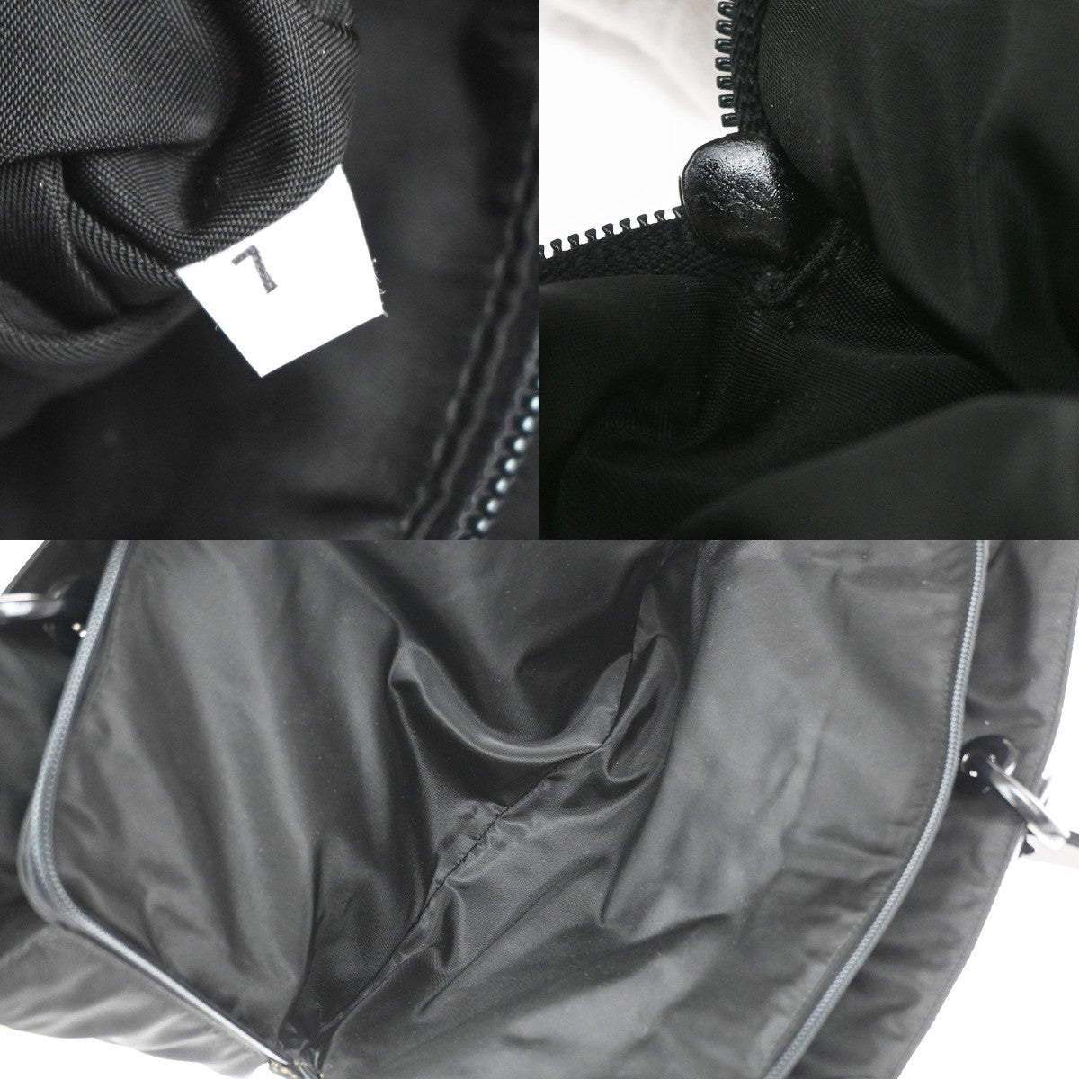 PRADA Logo Tessuto Chain Shoulder Hand Bag Nylon Black SHW Italy 31YJ089