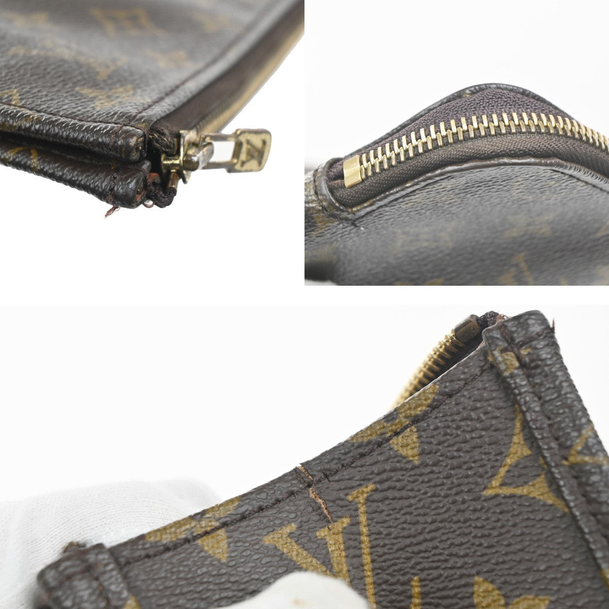 LOUIS VUITTON Poche Documents Clutch Bag Monogram Leather Brown France 87MA465