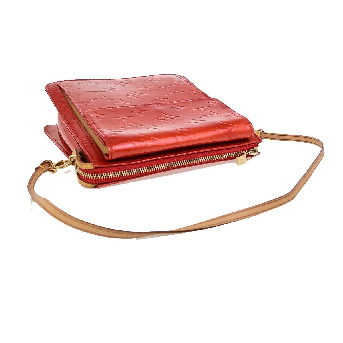 LOUIS VUITTON LV Motto Shoulder Bag Monogram Vernis Leather Red M91137 30FB338