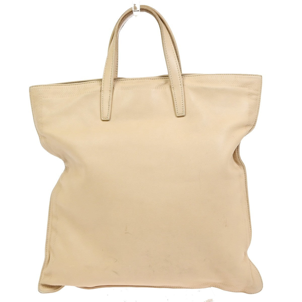 LOEWE Logo Shoulder Tote Hand Bag Leather Beige SHW Spain 30CA771