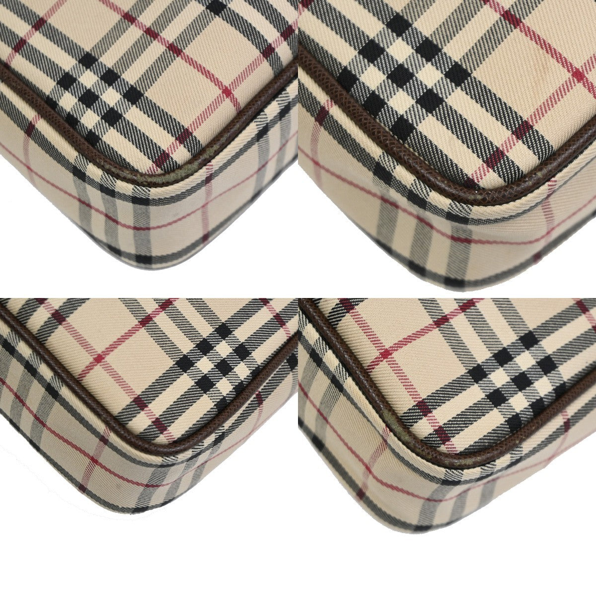 BURBERRY Logo Nova Check Shoulder Bag Canvas Leather Brown 31RF808
