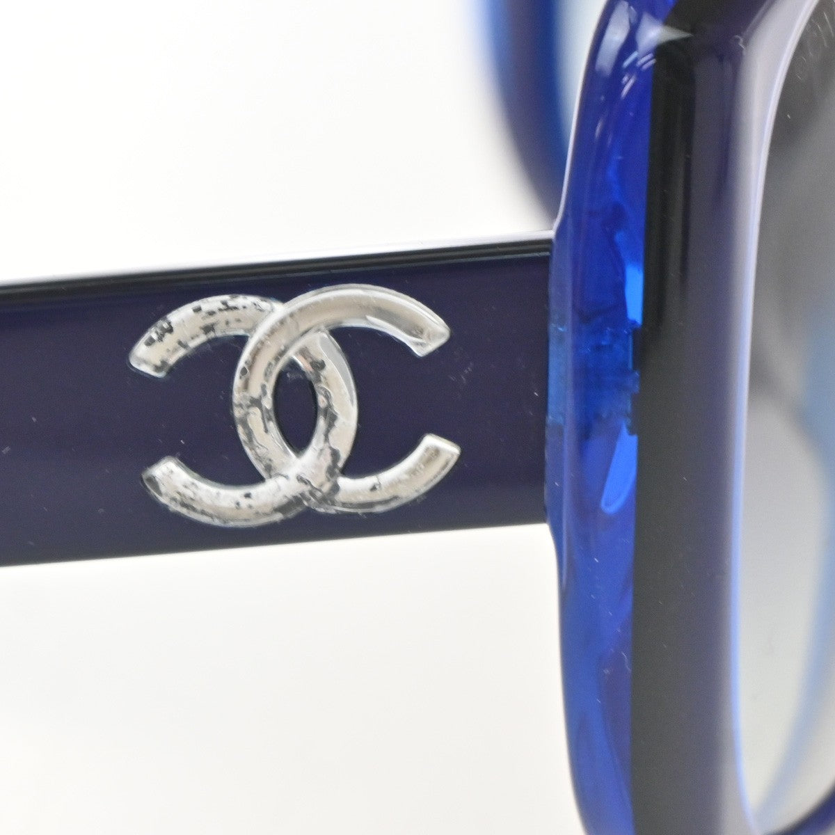 CHANEL CC Logo Sunglasses Eye Were Plastic Metal Blue SHW 5183-A Italy 66MA578