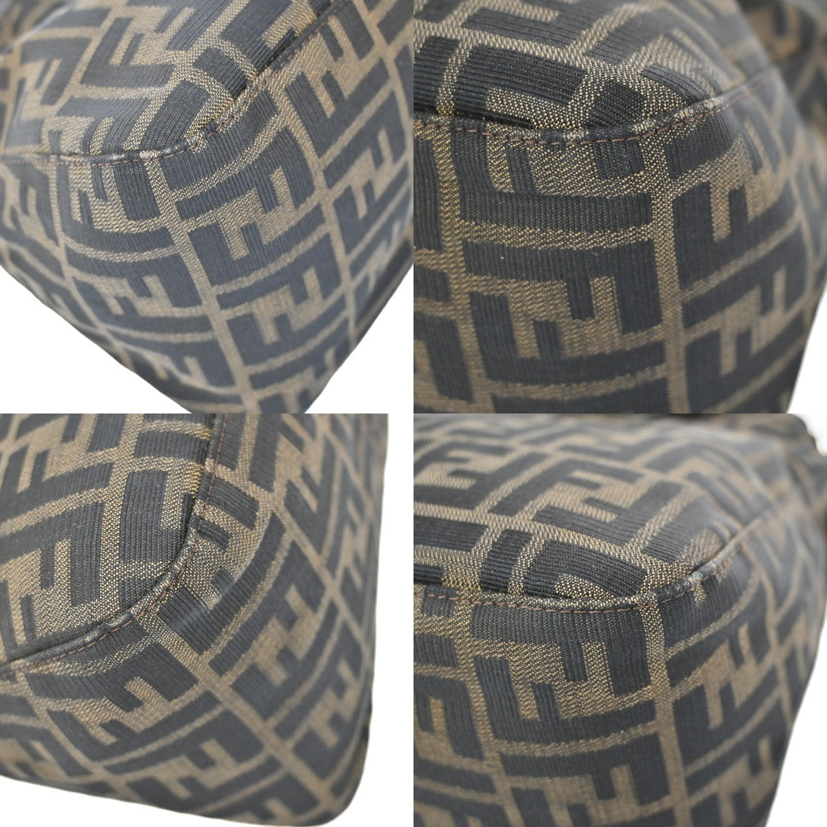 FENDI Logo Zucca Pattern Shoulder Bag Canvas Leather Brown SHW Italy 18YH756