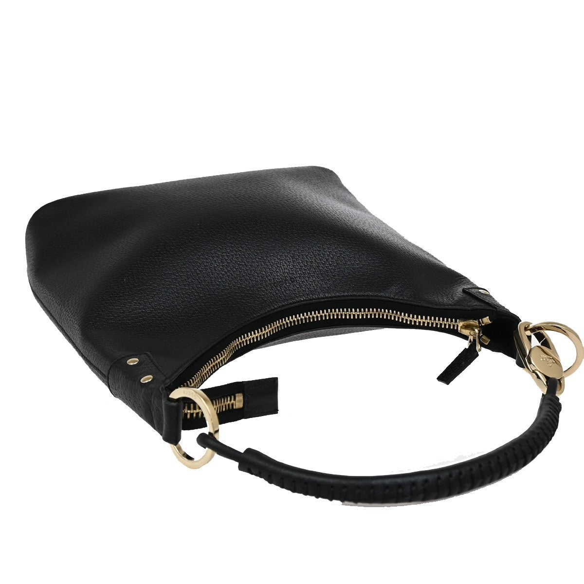 GUCCI Logo Shoulder Hand Bag Leather Black GHW Italy 73KB373