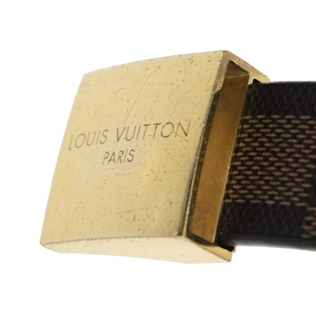 LOUIS VUITTON Santure Carre Belt Damier Ebene Brown GHW France M6802 05CB072