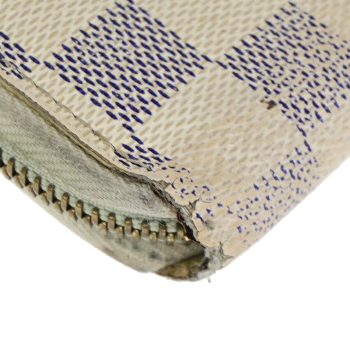 LOUIS VUITTON 3 Set Bifold Wallet Damier Azur Ebene Leather White Brown 38KA236