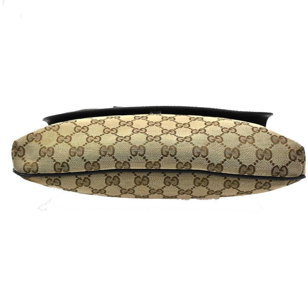 GUCCI Logo GG Pattern Web Messenger Bag Canvas Leather Brown SHW Italy 76KC193
