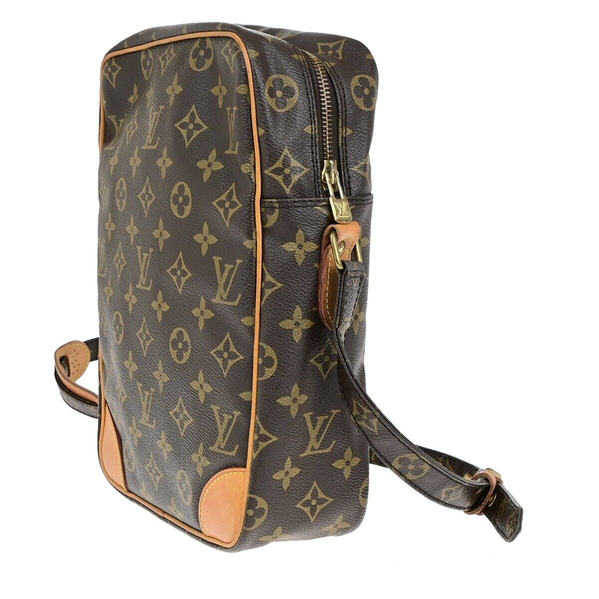 LOUIS VUITTON Logo Danube MM Shoulder Bag Monogram Leather Brown M45264 34ED018