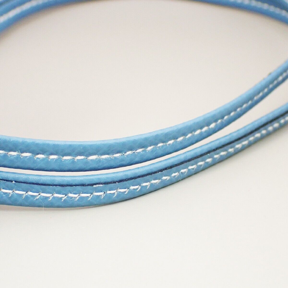 HERMES Logo Chiffre Dog Whistle Pendant Necklace Leather Blue Silver 04YG045