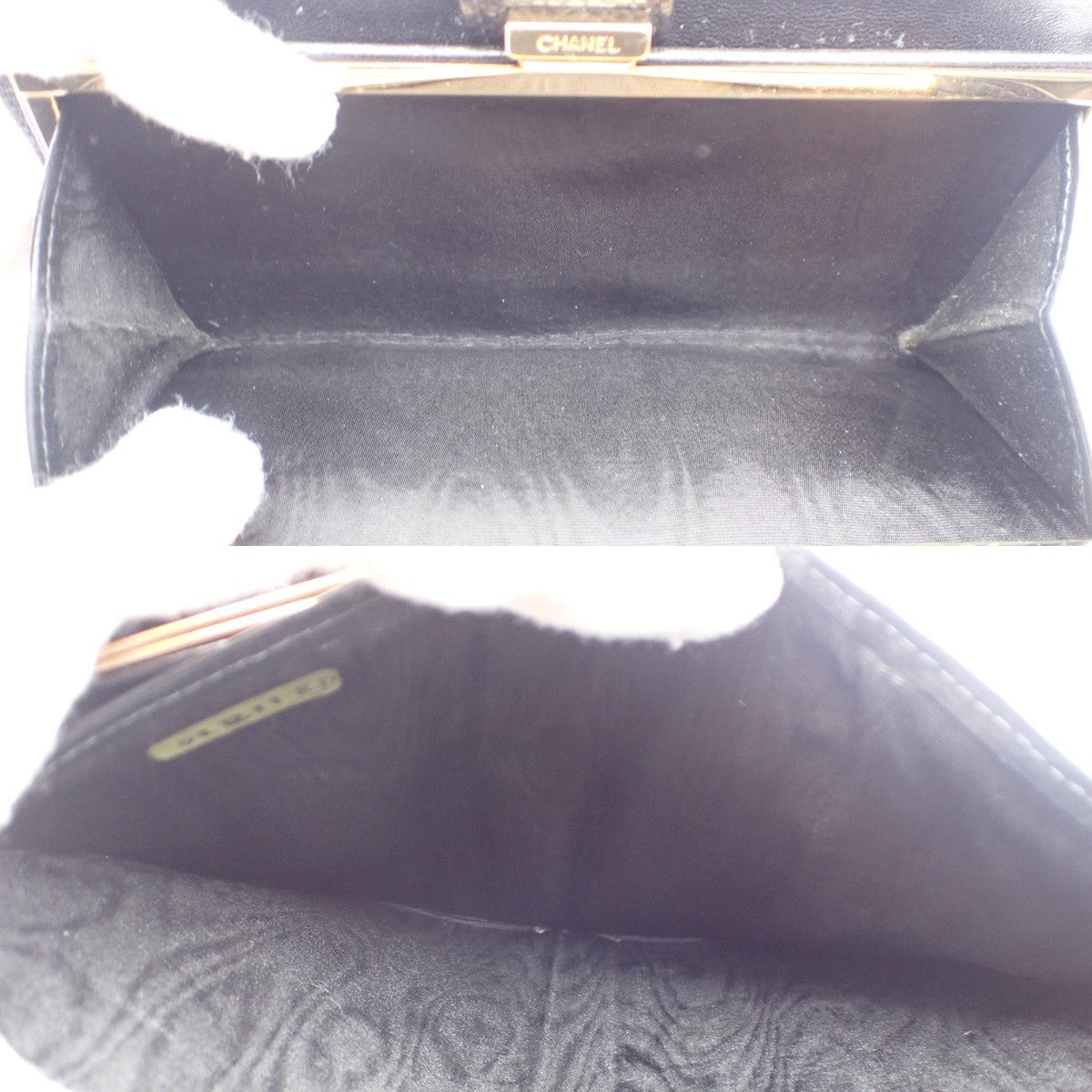 CHANEL CC Logo Long Bifold Wallet Purse Grained Calfskin Leather Black 30KC576