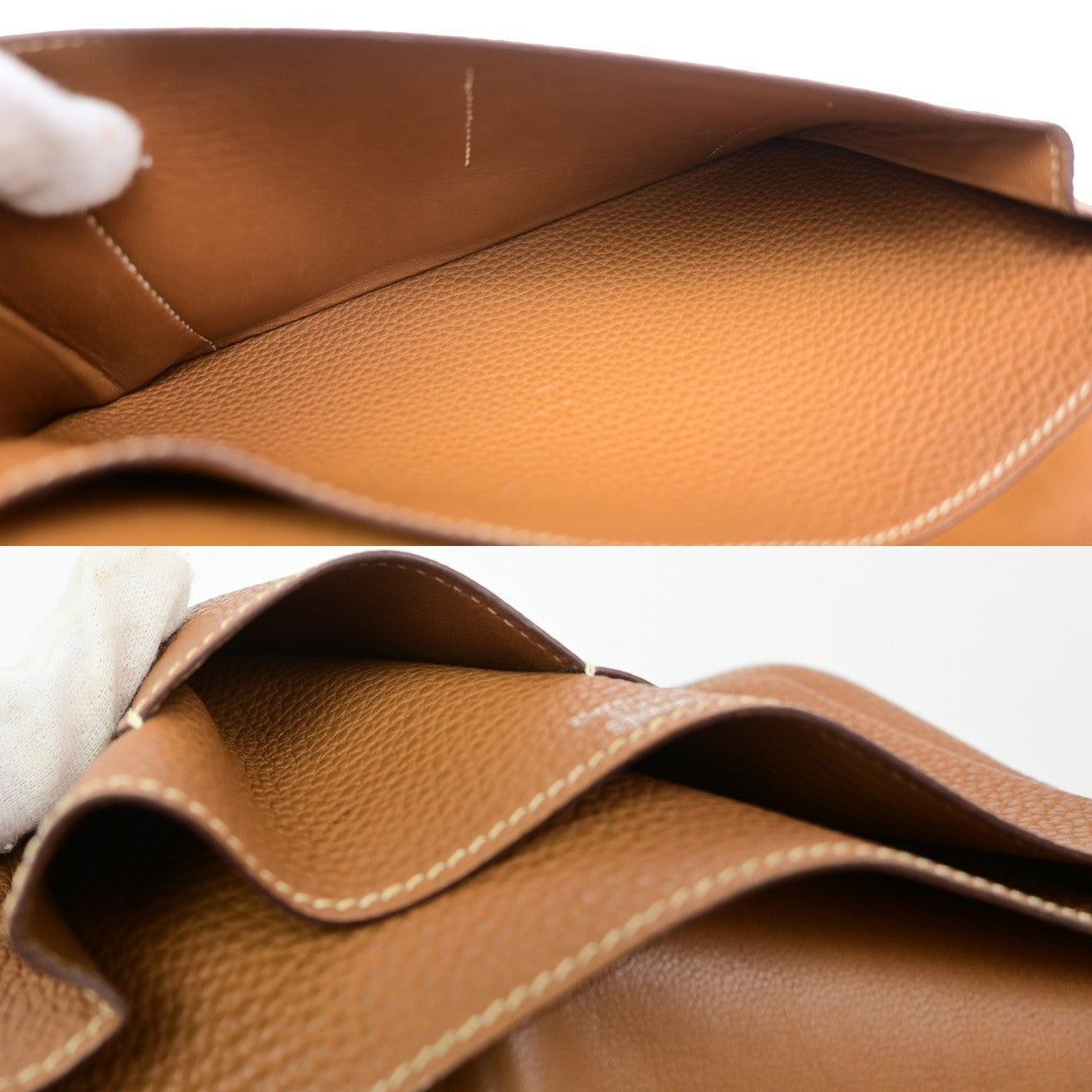 HERMES Logo Dogon GM Long Bifold Wallet Purse Box Calf Leather Brown SHW 84RQ080