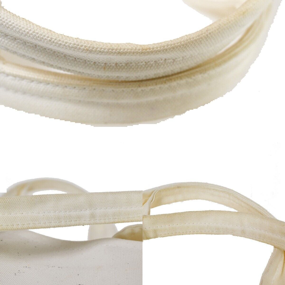 CHANEL CC Logo Shoulder Tote Bag Canvas Leather White Made In Italy 89SH051