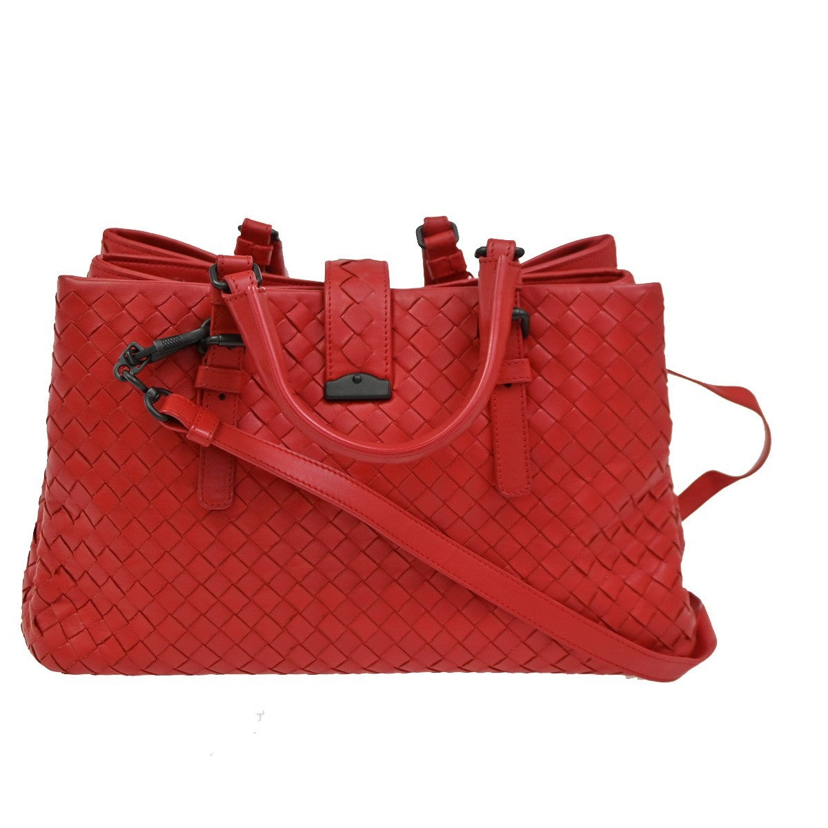 BOTTEGA VENETA Intrecciato Roma 2Way Shoulder Bag Nappa Leather Red 50RL604