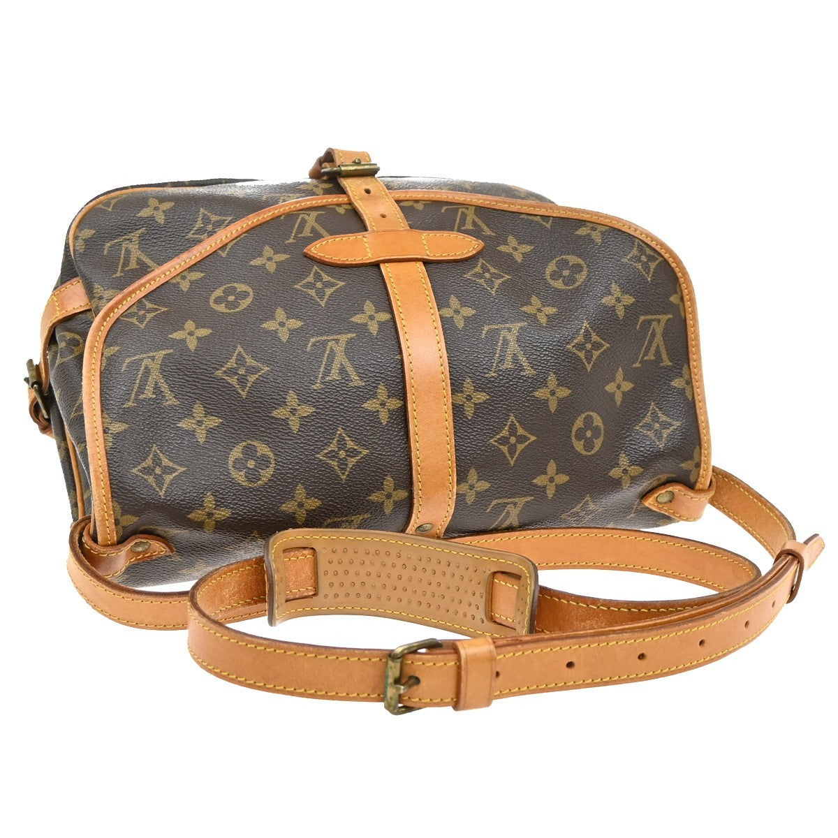 LOUIS VUITTON Logo Saumur 30 Shoulder Bag Monogram Leather Brown M42256 18EF915