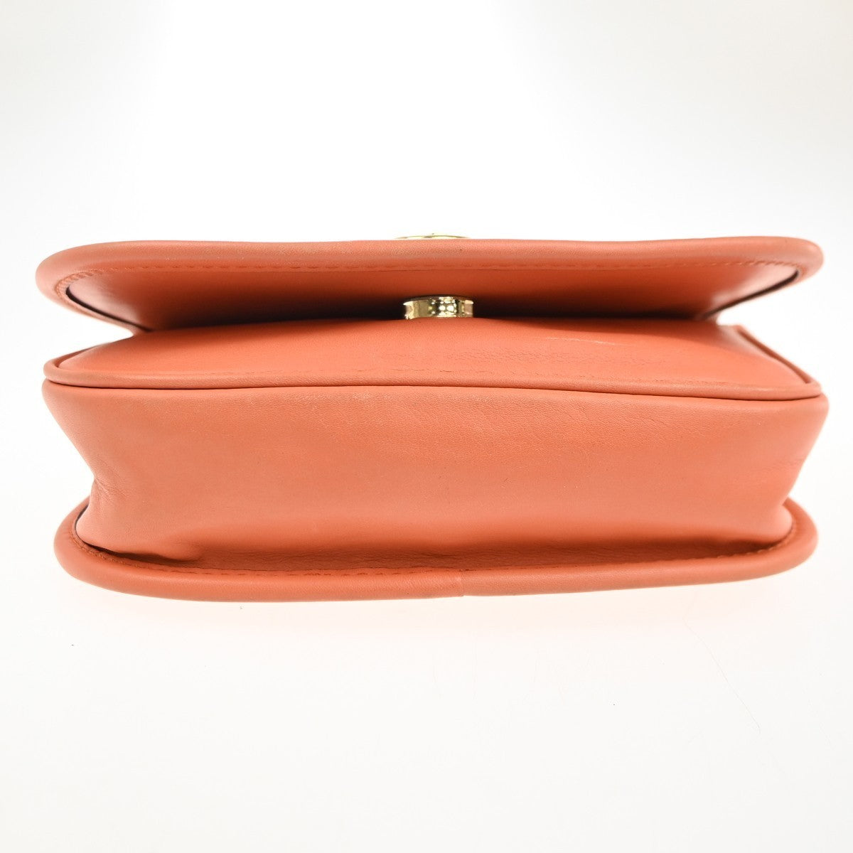CELINE Logo Flap Crossbody Shoulder Bag Leather Orange GHW Italy 32KC449