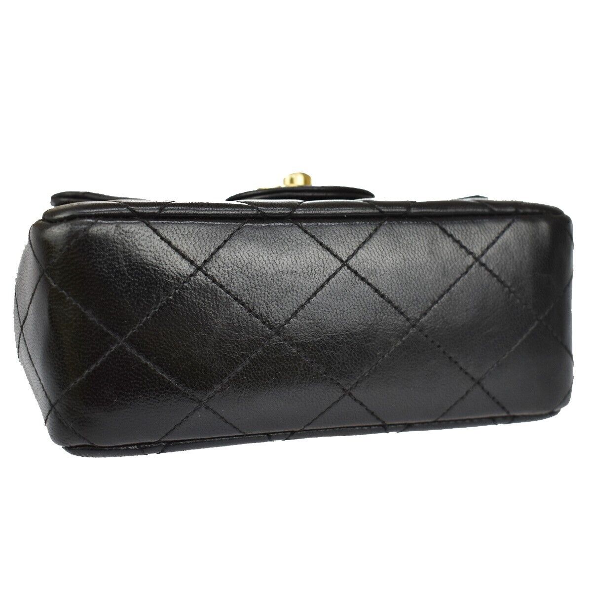 CHANEL CC Matelasse 25 Pair Hand Bag Leather Black Gold Vintage 6019LC172