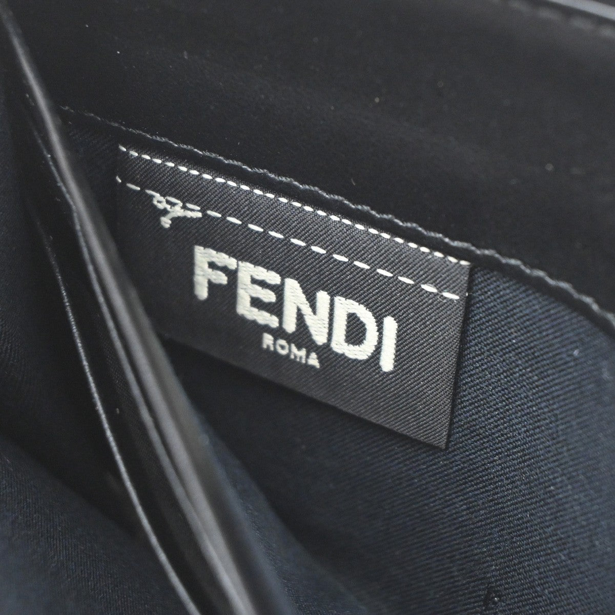FENDI Logo F is Fendi Zipper Long Around Wallet Leather Black Italy 61KP191