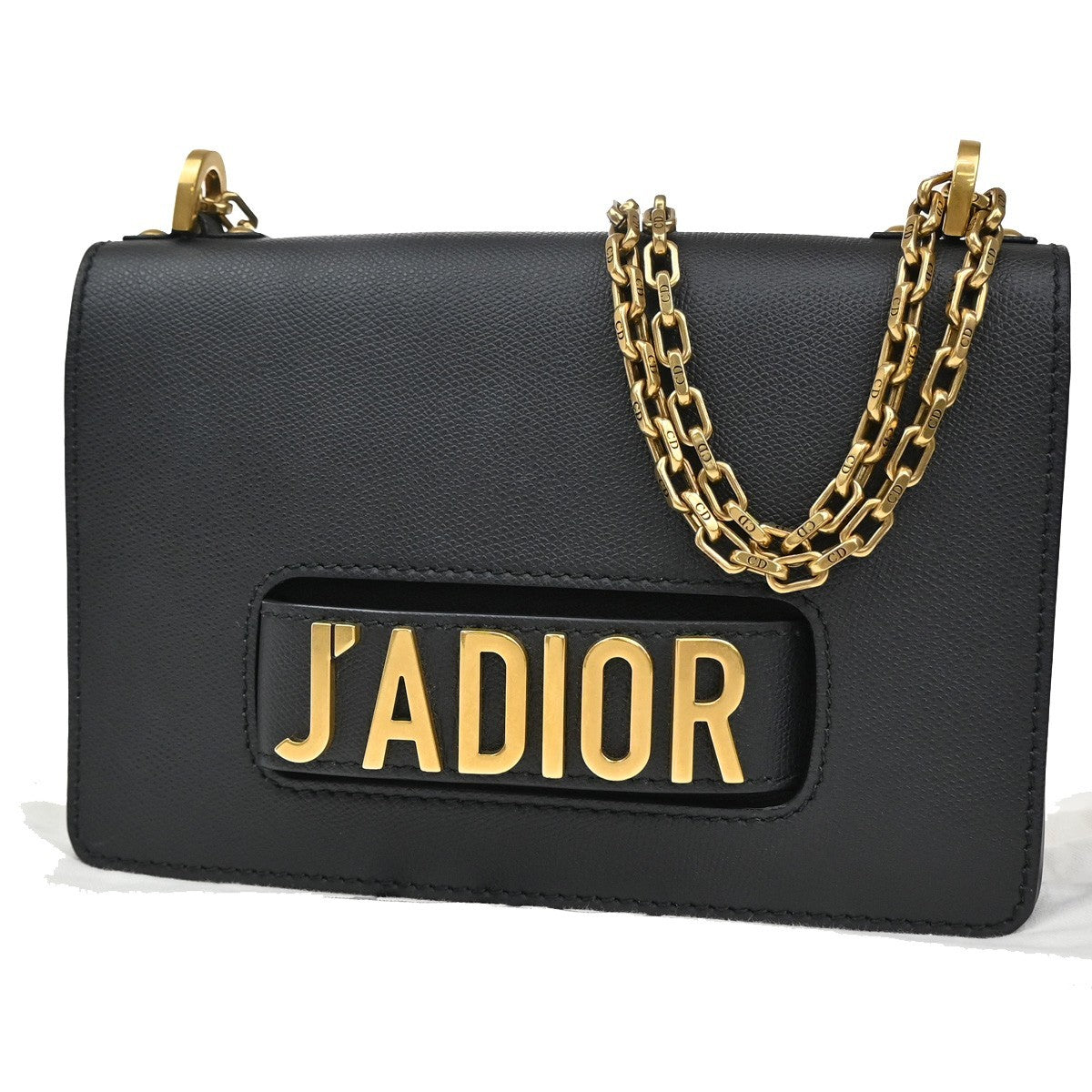 49.Live CHRISTIAN DIOR J'ADIOR Chain Shoulder Bag Leather Gray 41RL350
