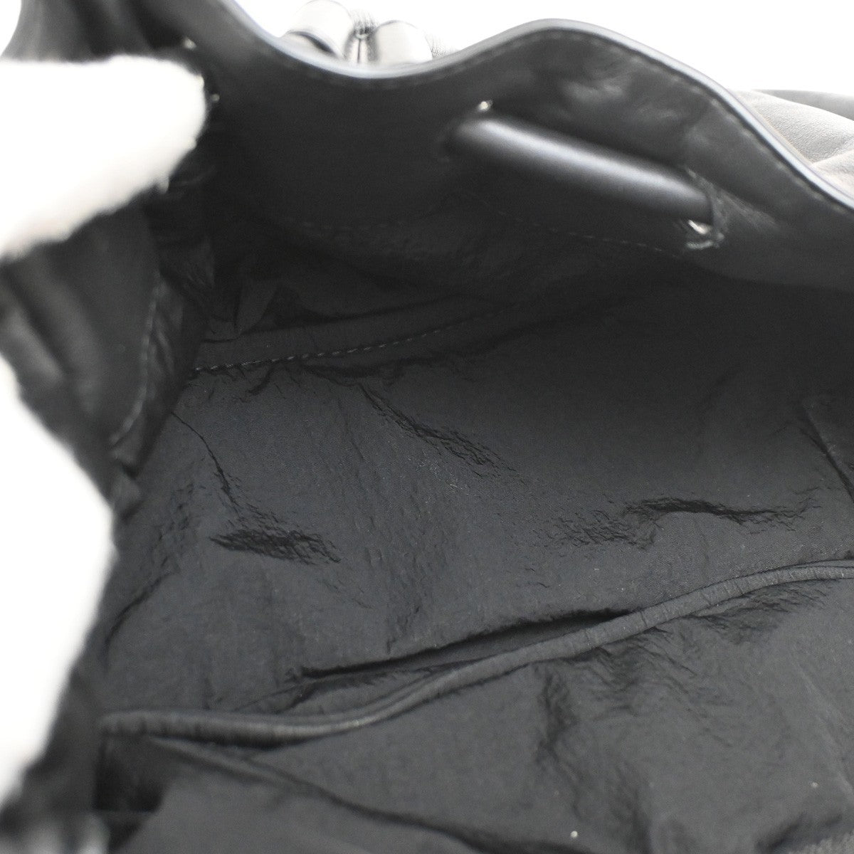 BOTTEGA VENETA Logo Beak Belt Waist Bag Leather Black SHW Italy 50RL603