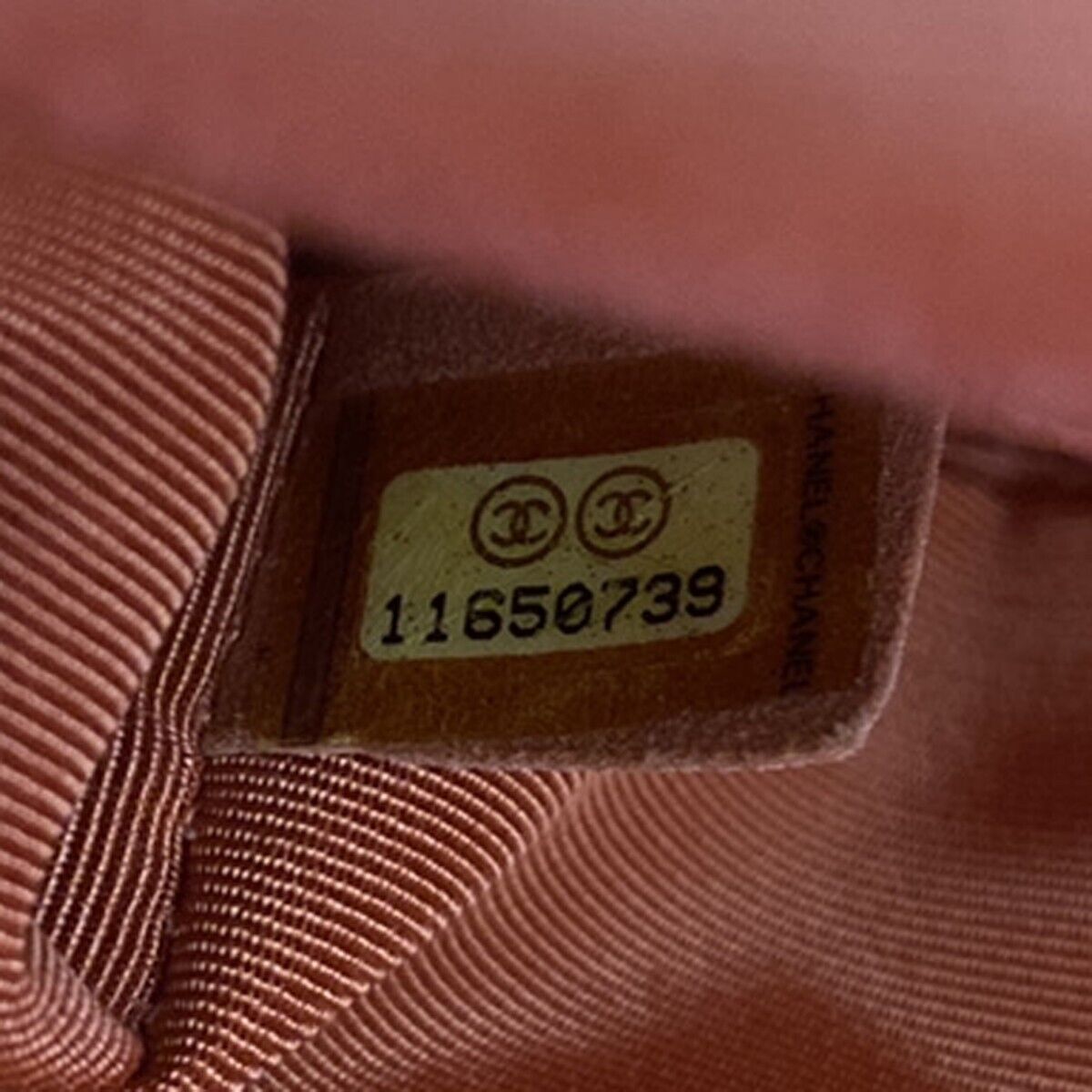 CHANEL Logo 2.55 Double Flap Chain Shoulder Bag Canvas Leather Pink GHW 314RJ738