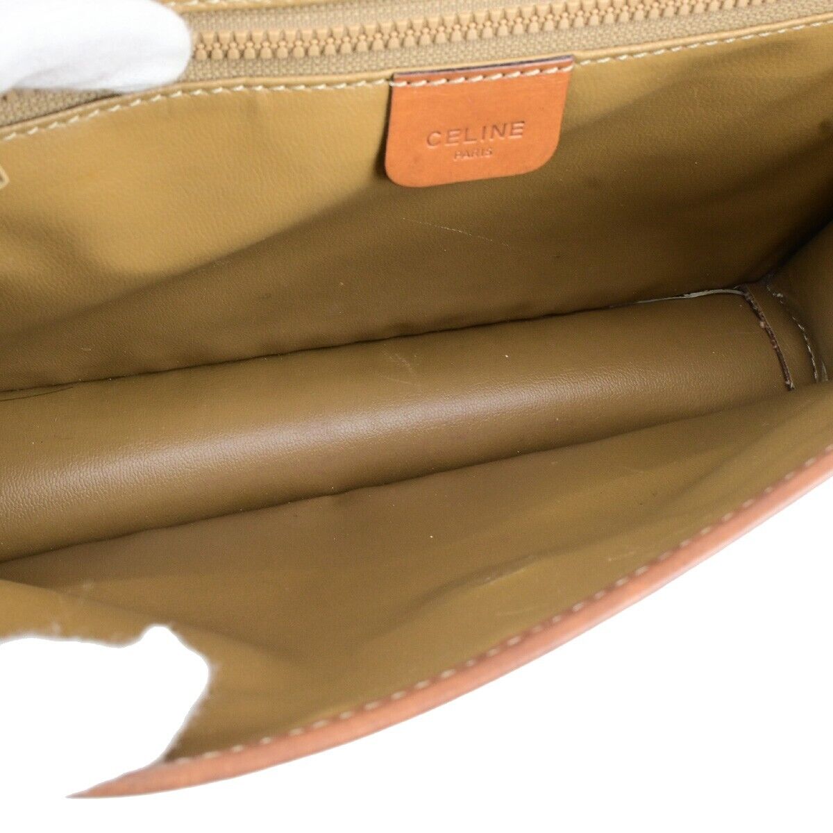 CELINE Logo Macadam Pattern Crossbody Shoulder Bag PVC Leather Brown 05FB242