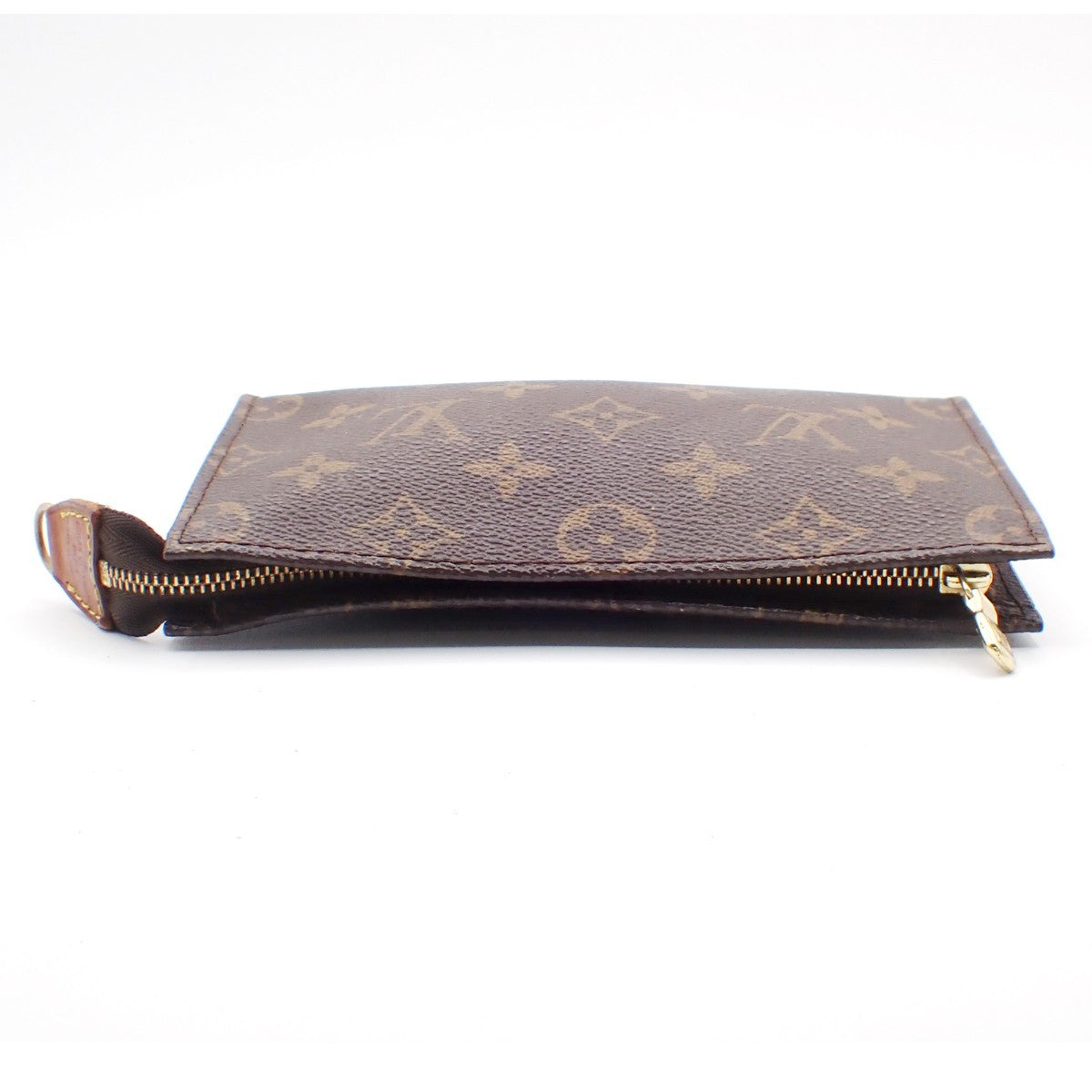 LOUIS VUITTON Logo BUCKET PM Pouch Bag Monogram Leather Brown France 05KC146