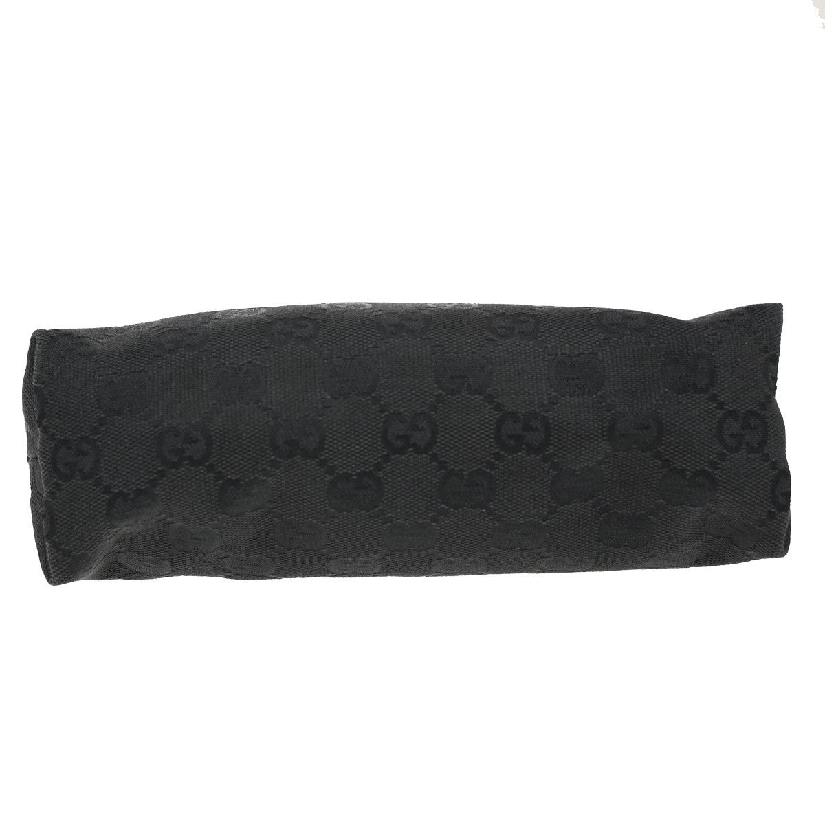GUCCI GG Pattern Pouch Hand Bag Canvas Leather Black SHW Italy 66CA369