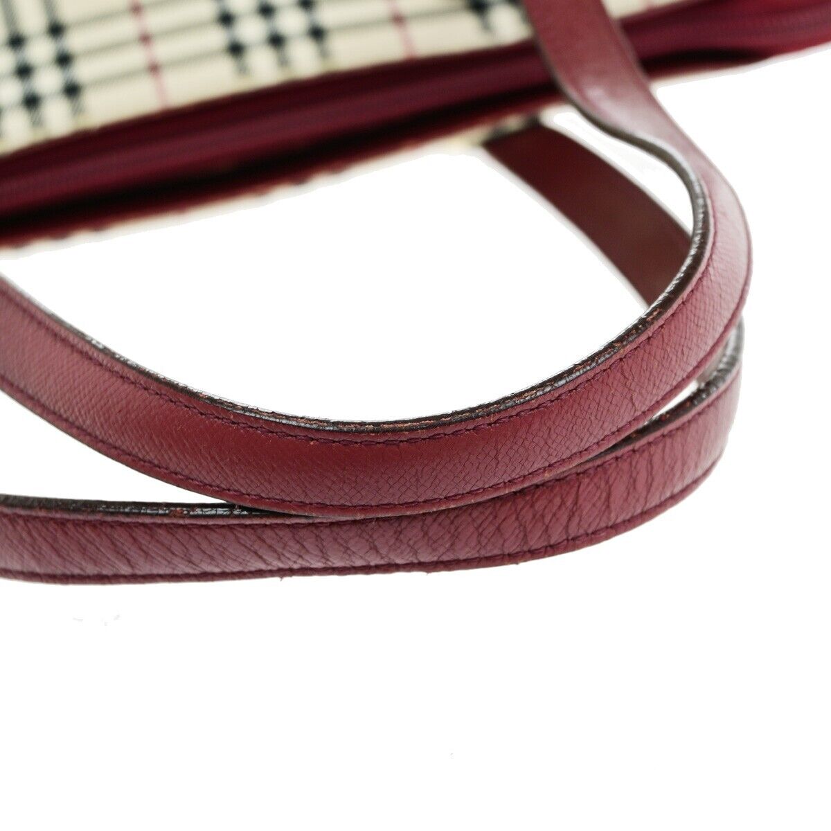 BURBERRY Logo Nova Check Shoulder Bag Canvas Leather Beige Bordeaux 60KA218
