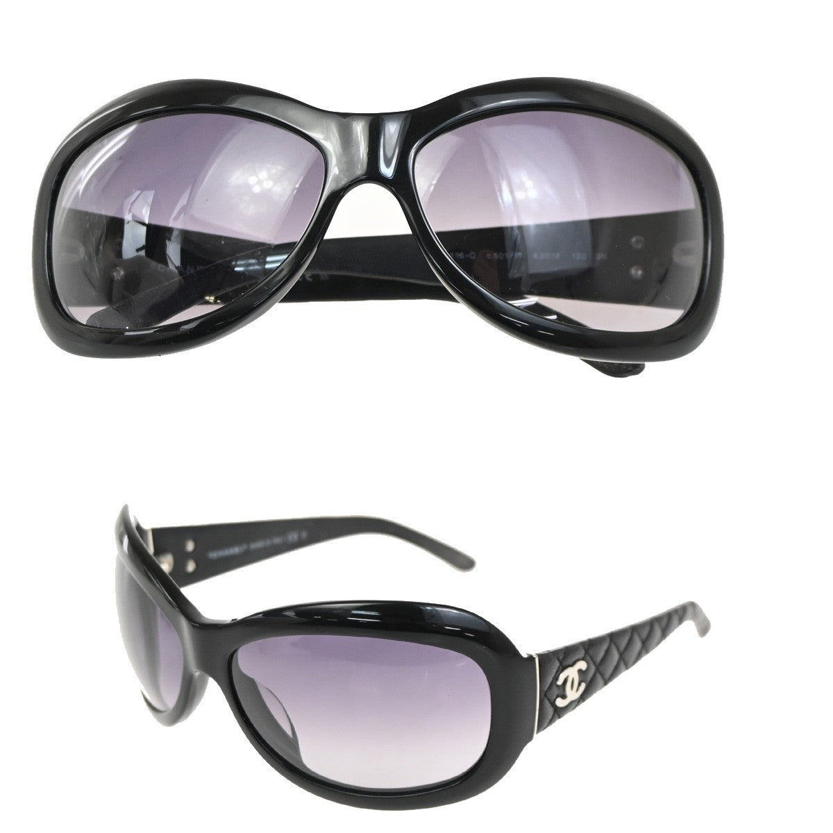 CHANEL CC Logo Matelasse Sunglasses Eye Wear Plastic Leather BK 5116-Q 30RL982