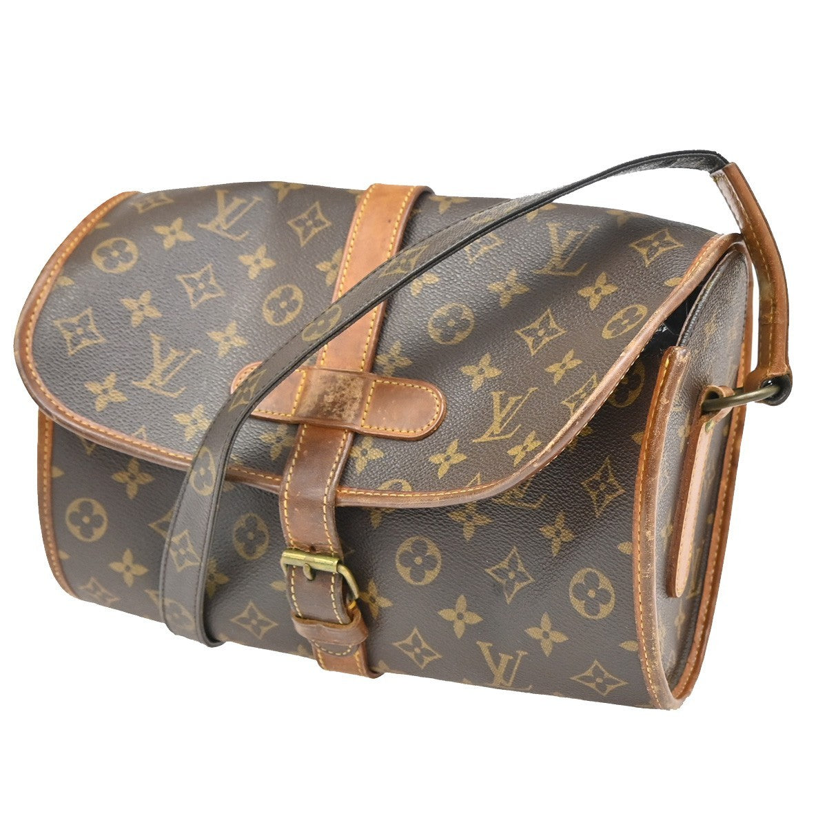 LOUIS VUITTON Logo Marne Shoulder Bag Monogram Leather Brown M51369 33KB603