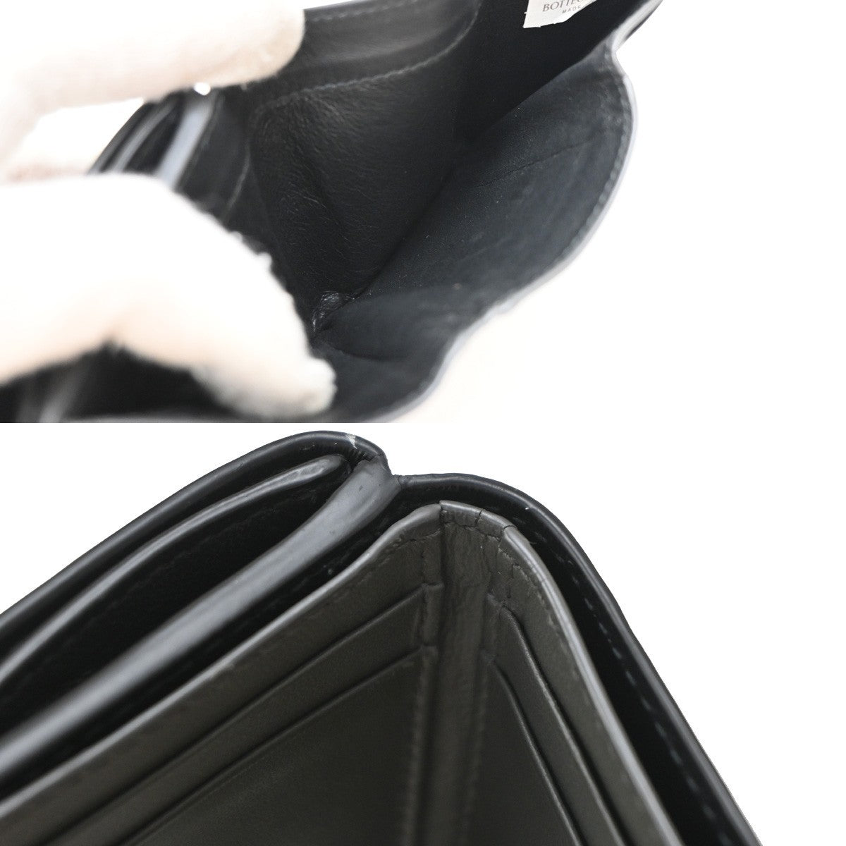 BOTTEGA VENETA INTRECCIATO Trifold Compact Wallet Leather Black Italy 67EG205