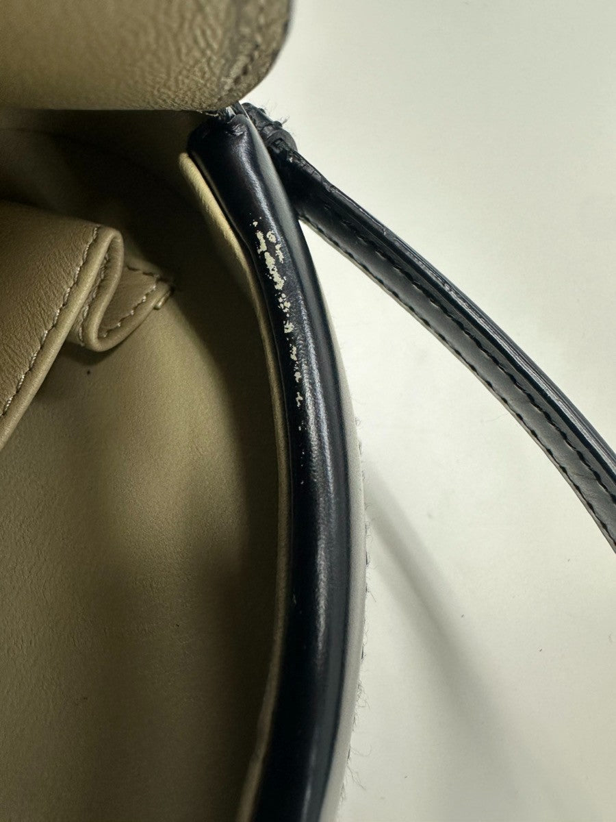 LOEWE Logo Anagram Round Hand Bag Leather Black Spain GHW 25RL940