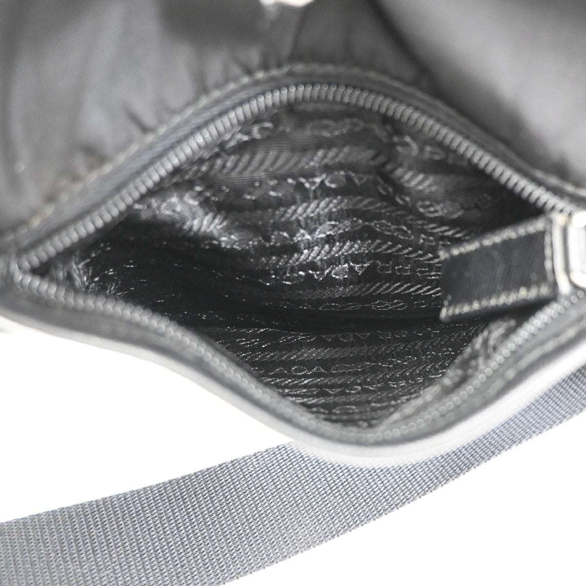 PRADA MILANO Logo Tessuto Shoulder Bag Nylon Leather Black SHW Italy 38KC611