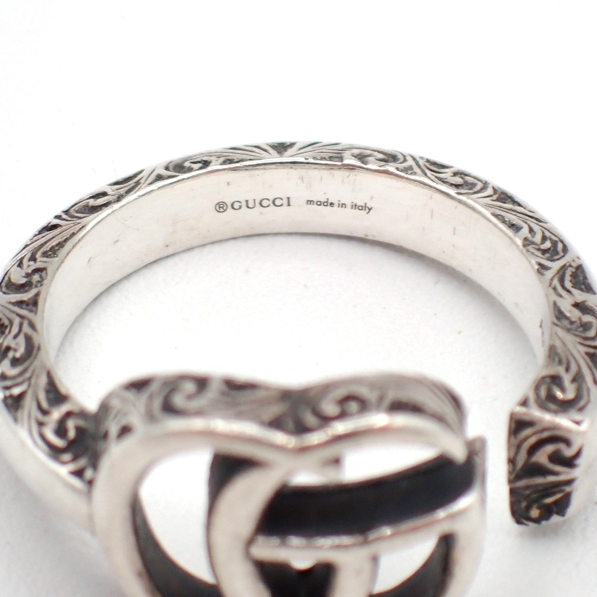 GUCCI GG Logo Ring  Size JP 15 US 7.5 Silver 925 Accessories 61LC628