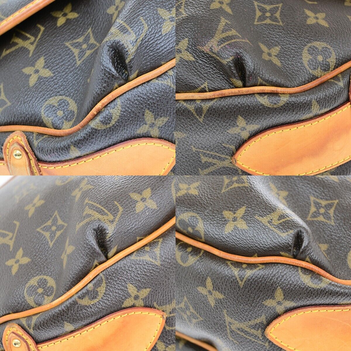 LOUIS VUITTON Tolum GM Shoulder Bag Monogram Leather Brown France M40075 85ED712