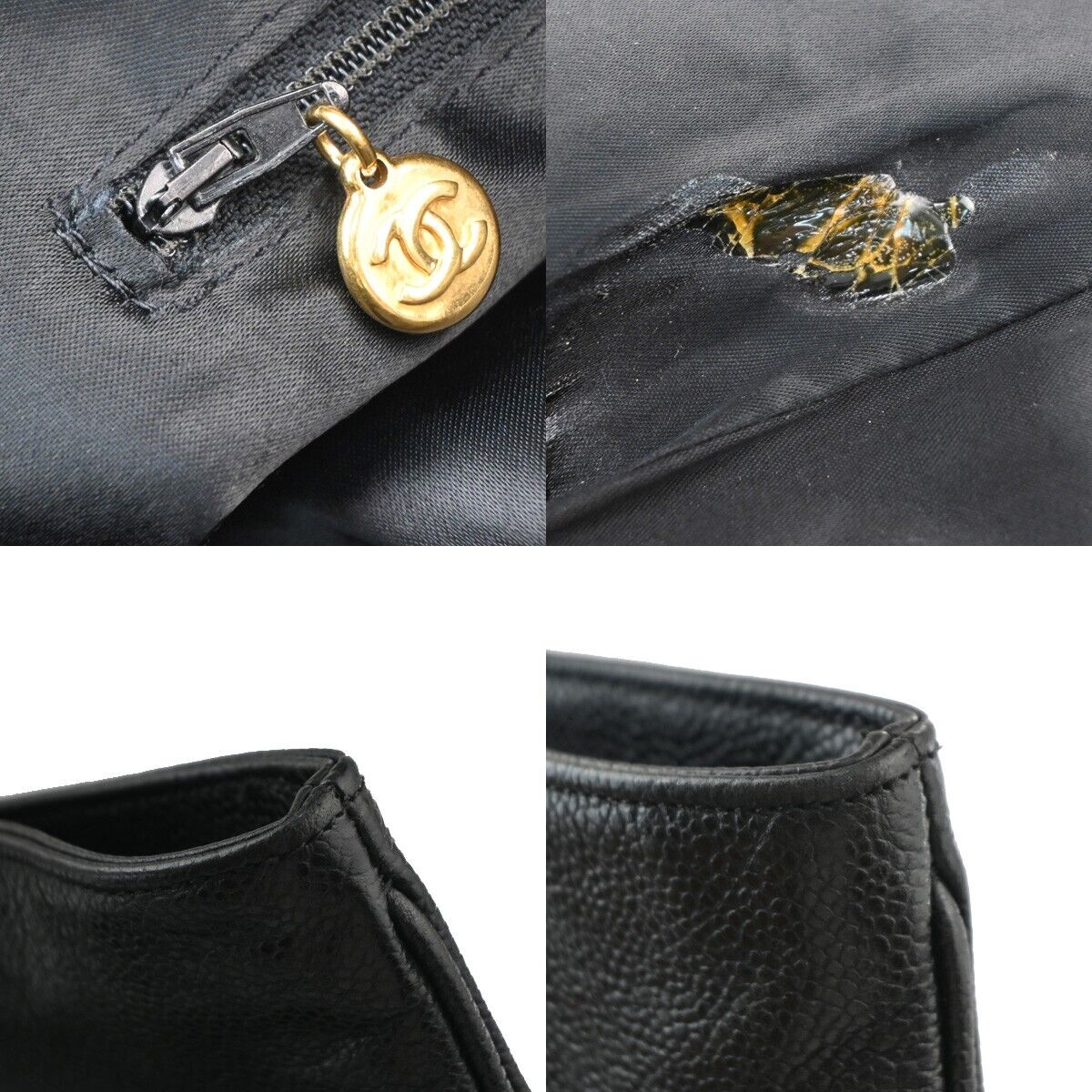 CHANEL CC Logo Chain Shoulder Tote Bag Caviar  Leather Black GHW Italy 683RJ715