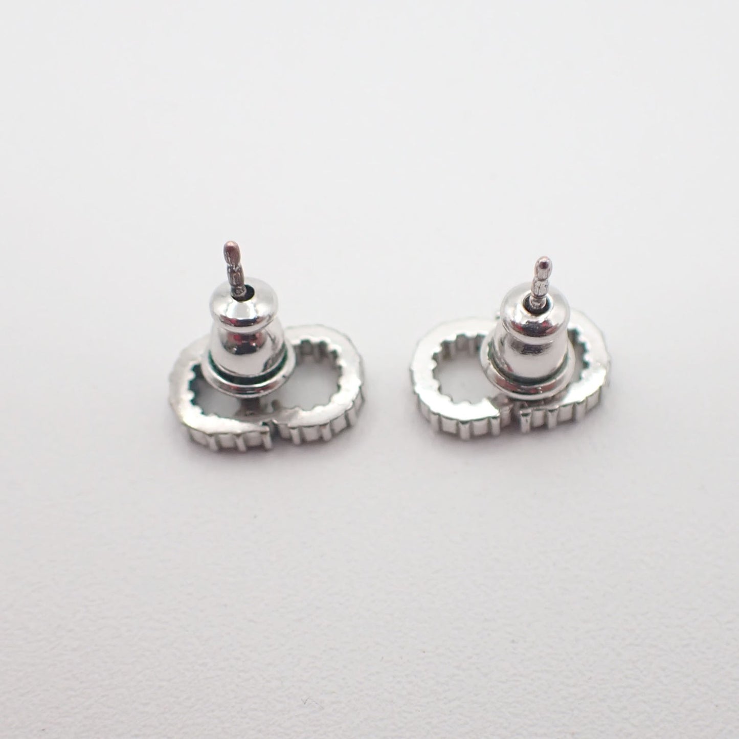 CHRISTIAN DIOR CD Logo Rhinestone Piercing Earrings Silver 62RL850