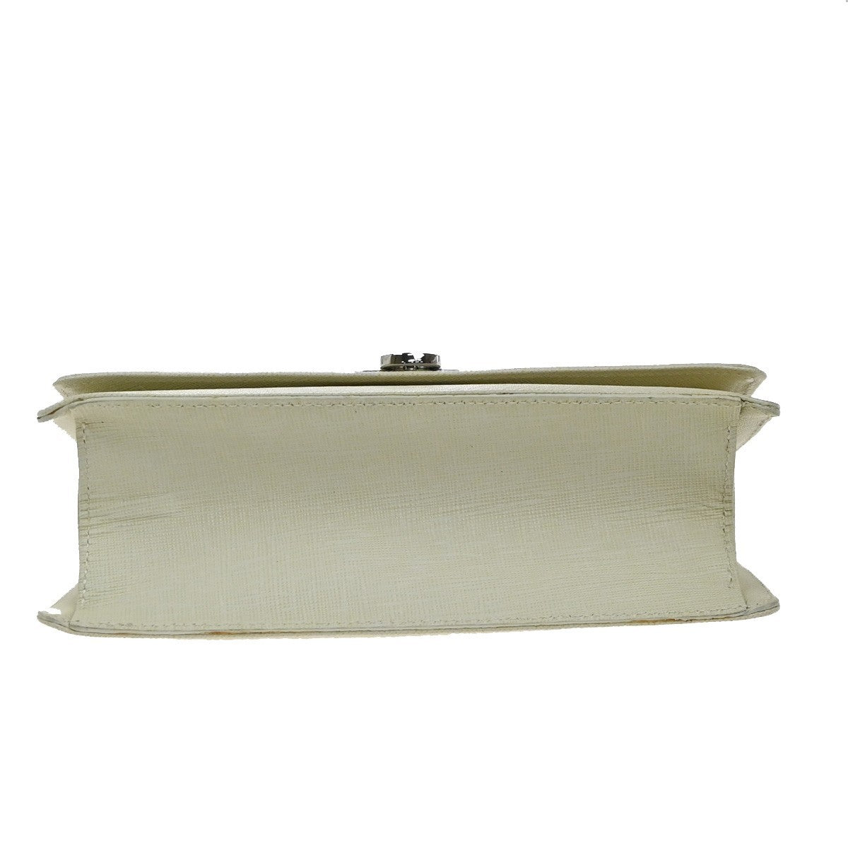 SALVATORE FERRAGAMO Gancini Chain Mini Shoulder Bag Leather White SHW 63KP530