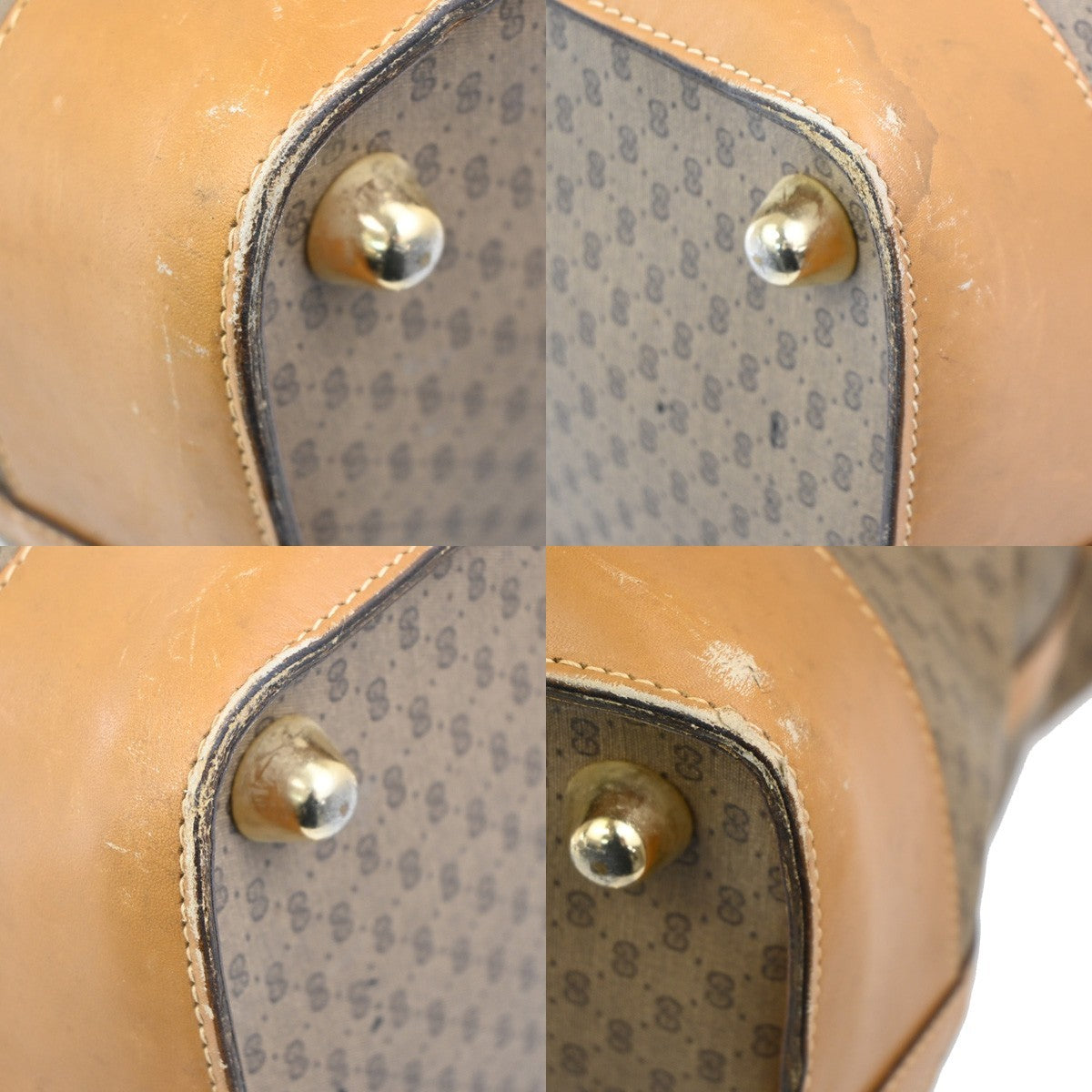 GUCCI Logo Sherry GG Pattern Travel Hand Bag PVC Leather Brown Italy 62KC300